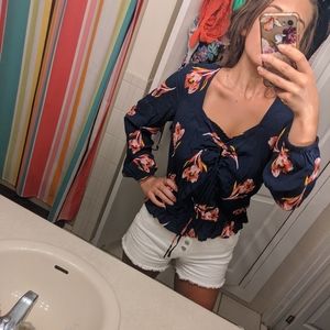 EXPRESS NWOT Navy blue blouse Size L